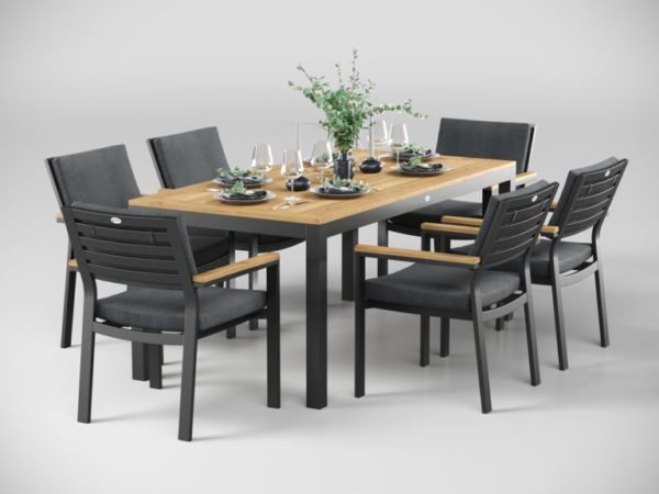 Стол из тика обеденный «Premium Bella» 180х90cm темно-серый карбон